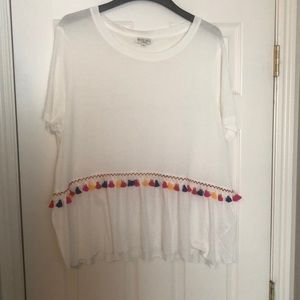 White blouse with tassel detail - NEVER WORN